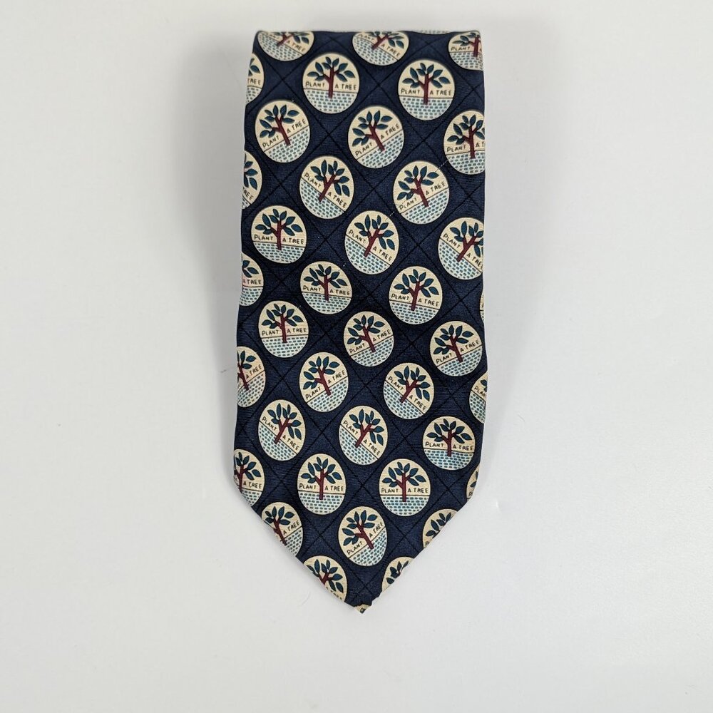 Earth Air Water Tree Men's Plant a Tree Silk Neck Tie 50 Inches Vintage Nature